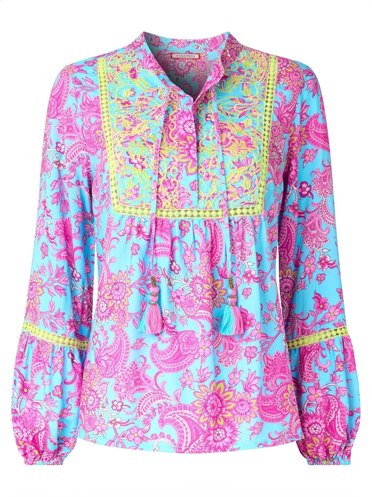 Joe Browns Blue Embroidered Floral Tassel Top - Image 5 of 5 Joe Browns Blue Embroidered Floral Tassel Top - Image 5 of 5