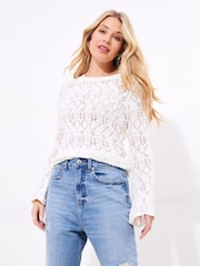 Joe Browns Cream Flared Sleeve Open 100% Cotton Jumper - Image 2 of 7