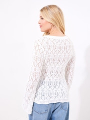 Joe Browns Cream Flared Sleeve Open 100% Cotton Jumper - Image 4 of 7