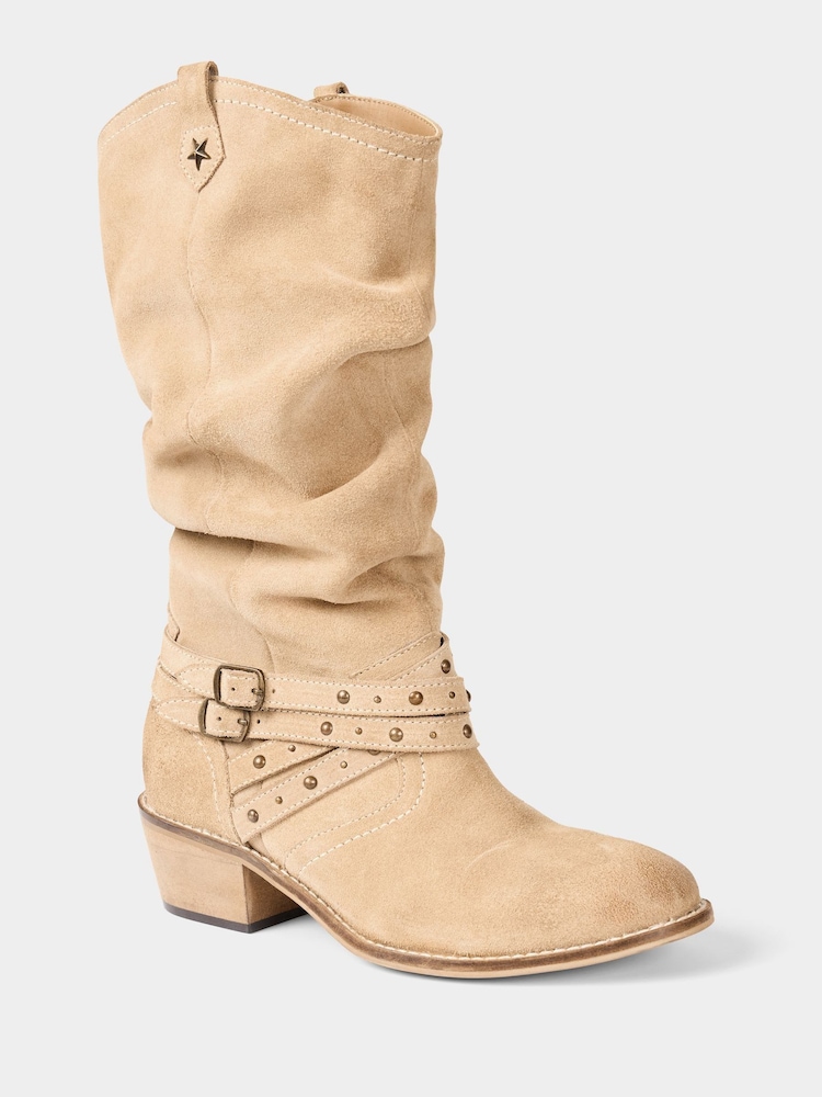 Joe Browns Natural Slouchy Suede Buckle Boots - Image 2 of 6