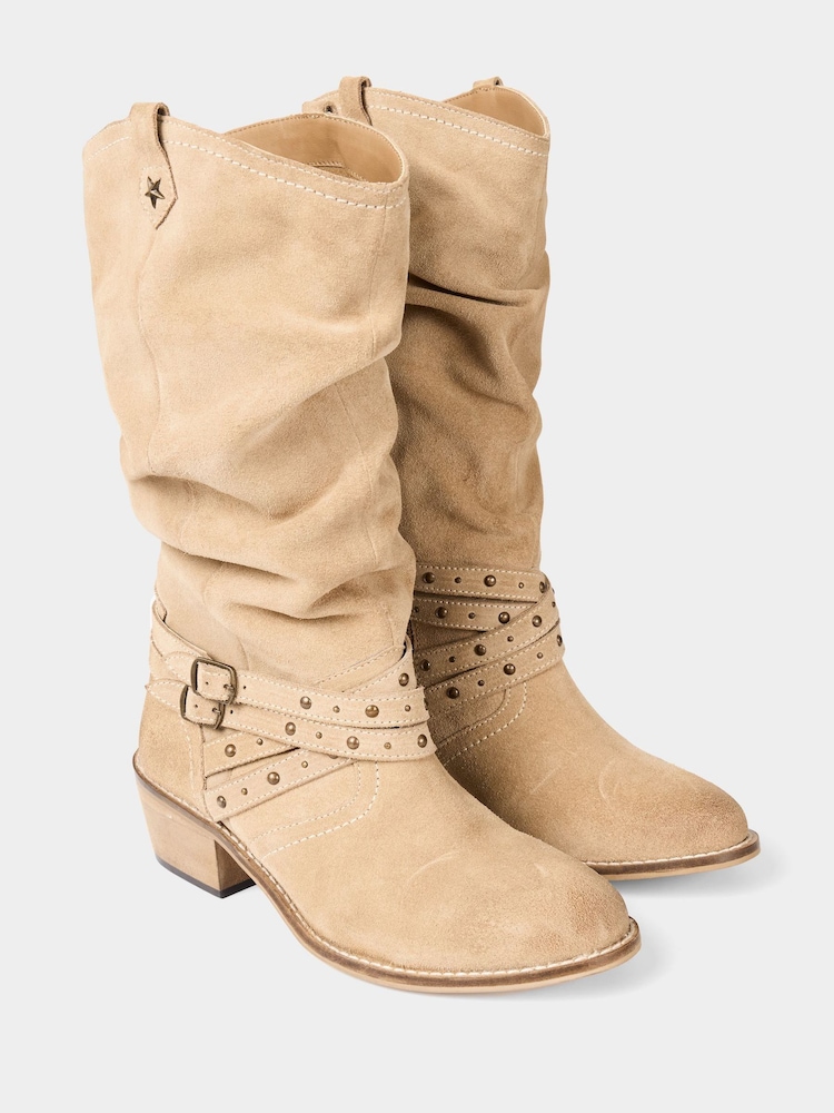 Joe Browns Natural Slouchy Suede Buckle Boots - Image 4 of 6