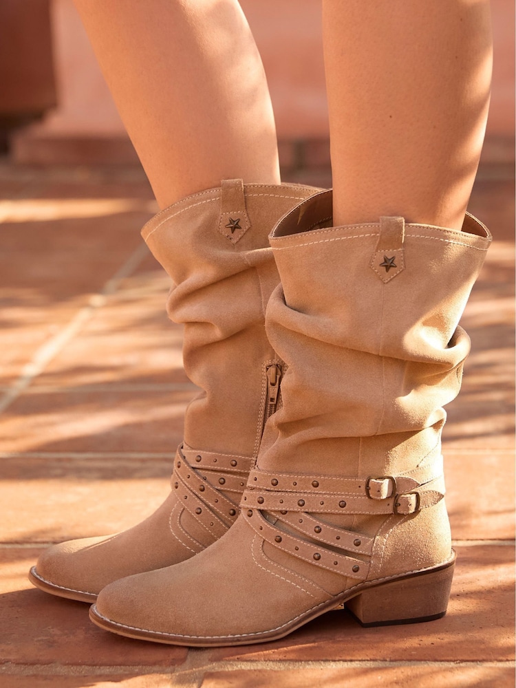 Joe Browns Natural Slouchy Suede Buckle Boots - Image 5 of 6