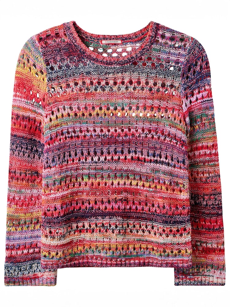 Joe Browns Red Boho Striped Open 100% Cotton Cardigan - Image 7 of 7