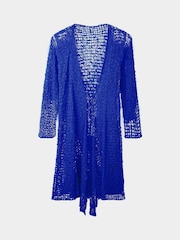 Joe Browns Blue Lightweight Popcorn Knit Longline Cardigan - Image 5 of 5