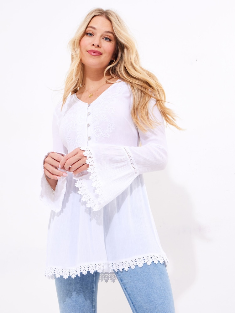 Joe Browns Lace Trim Embroidered Tunic - Imagen 1 de 5 Joe Browns Lace Trim Embroidered Tunic - Imagen 1 de 5