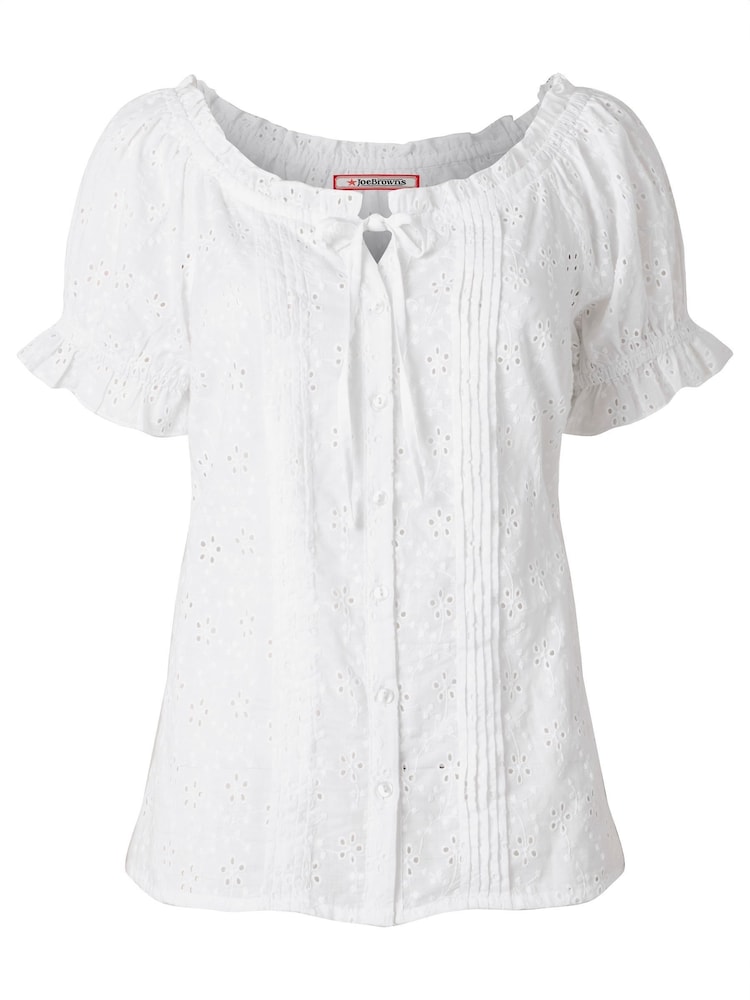Blanco - Joe Browns Broderie Short Sleeve 100% Cotton Top - Imagen 5 de 5 Blanco - Joe Browns Broderie Short Sleeve 100% Cotton Top - Imagen 5 de 5