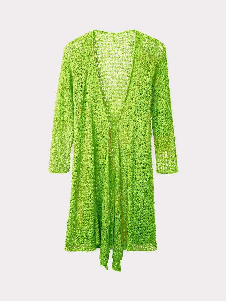 Joe Browns Green Lightweight Popcorn Knit Longline Cardigan - Image 2 of 2 Joe Browns Green Lightweight Popcorn Knit Longline Cardigan - Image 2 of 2
