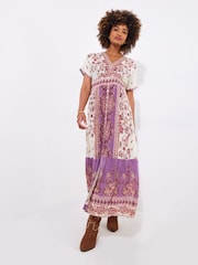 Joe Browns Purple Floral Border Print Maxi Dress - Image 1 of 4