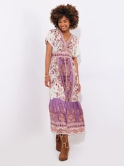 Joe Browns Purple Floral Border Print Maxi Dress - Image 2 of 4