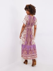 Joe Browns Purple Floral Border Print Maxi Dress - Image 4 of 4