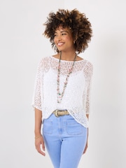Joe Browns White Lightweight Stretchy Popcorn Knit Jumper - Image 2 of 3