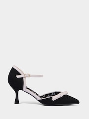 Joe Browns Black Bow Detail Monochrome Slingback Heels - Image 1 of 6