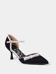 Joe Browns Black Bow Detail Monochrome Slingback Heels - Image 2 of 6