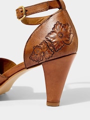 Joe Browns Brown Floral Print Embossed Leather Heels - Image 7 of 7