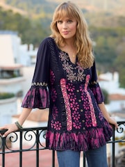Joe Browns Blue Embroidered Button Down Tunic - Image 1 of 7