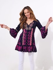 Joe Browns Blue Embroidered Button Down Tunic - Image 3 of 7