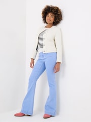 Joe Browns White Collarless Frayed Tweed Jacket - Image 3 of 5