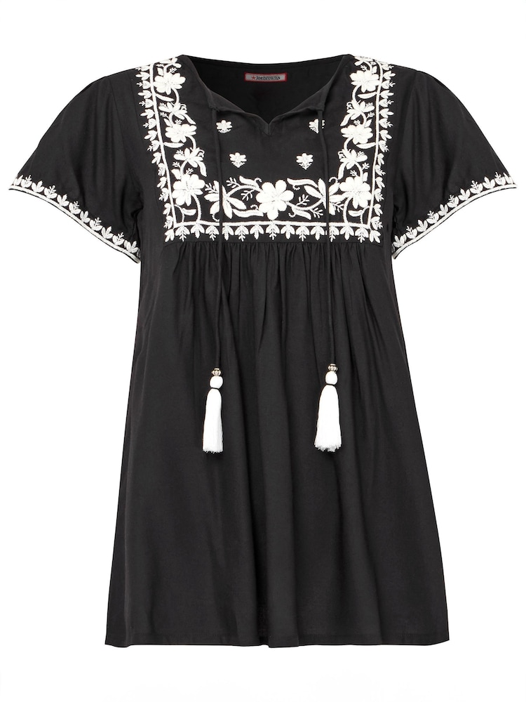 Joe Browns Black Embroidered Short Sleeve Top - Image 5 of 5