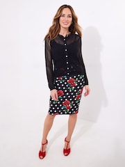 Joe Browns Black Sheer Rose Lace Cardigan - Image 3 of 7