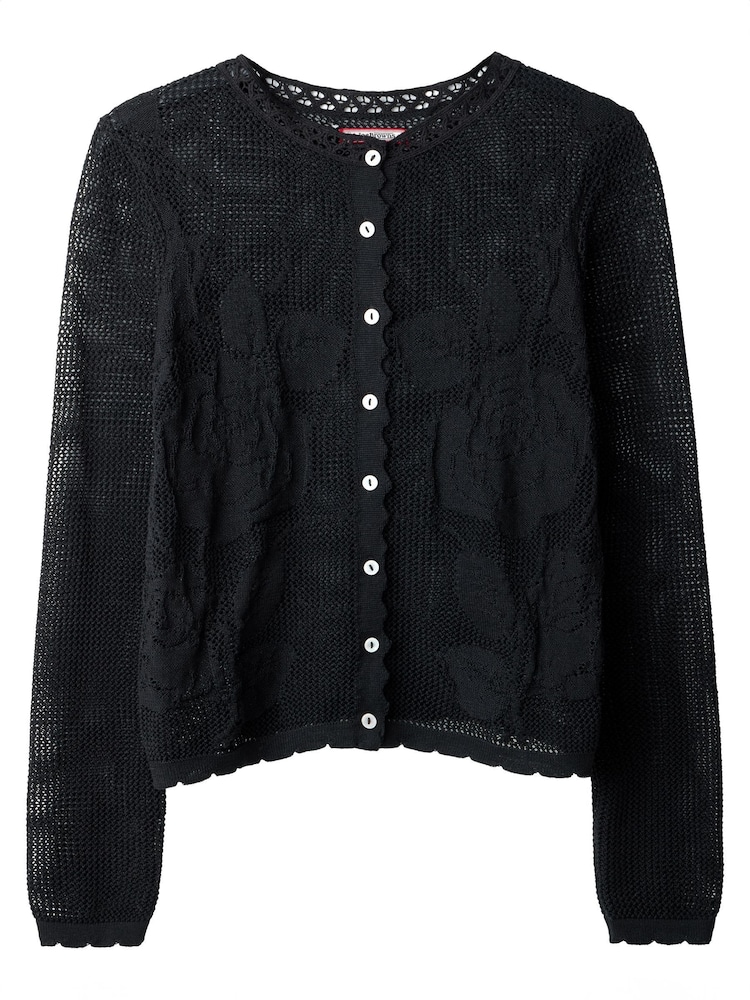 Joe Browns Black Sheer Rose Lace Cardigan - Image 7 of 7