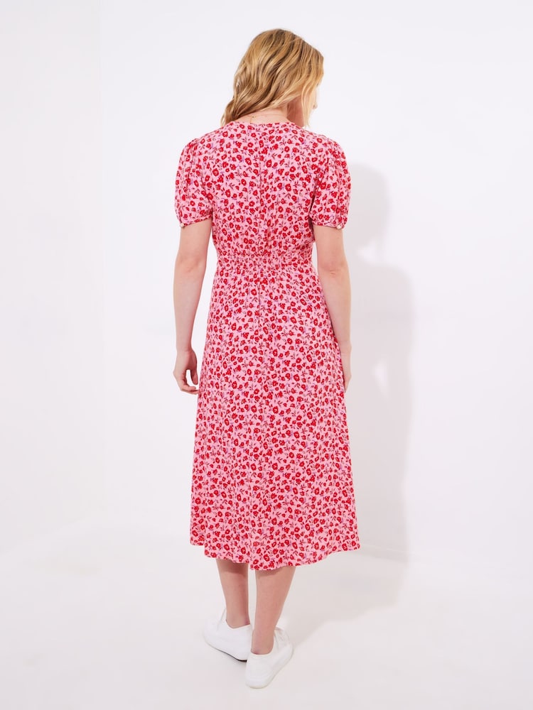 Joe Browns Pink Rose Print Midi Dress - Image 2 of 5