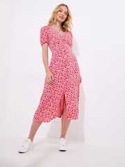 Joe Browns Pink Rose Print Midi Dress - Image 3 of 5