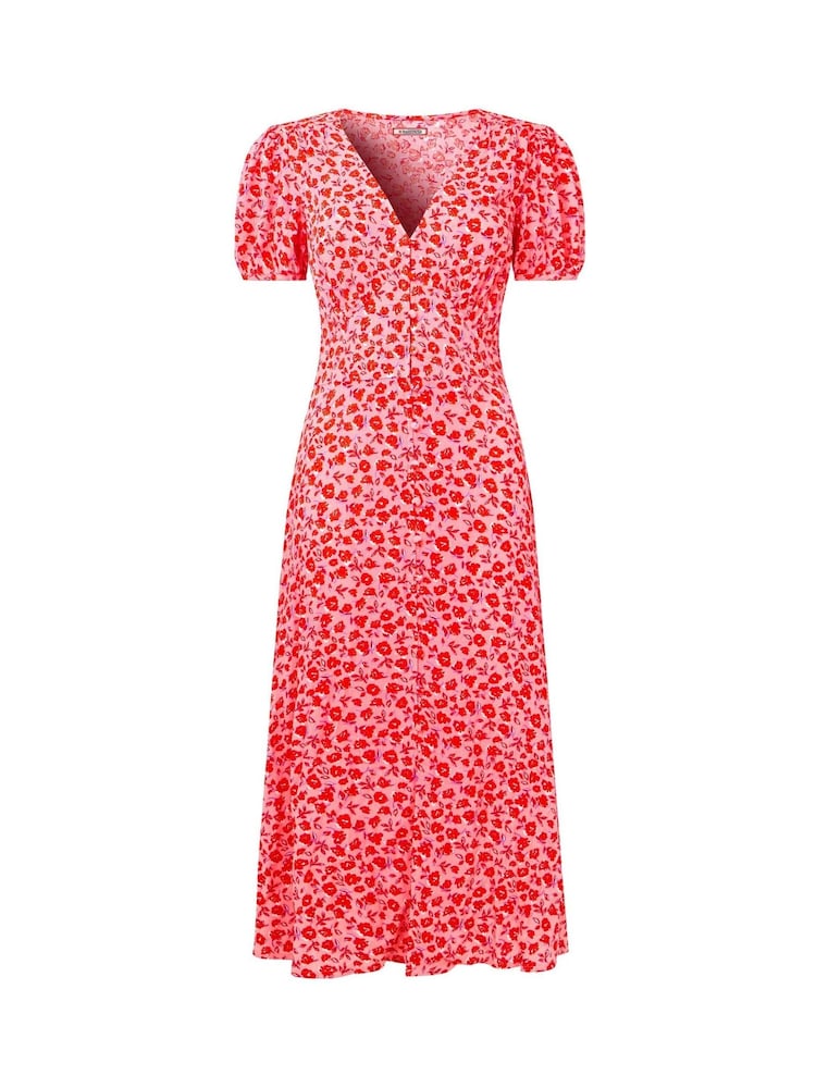 Joe Browns Pink Rose Print Midi Dress - Image 5 of 5