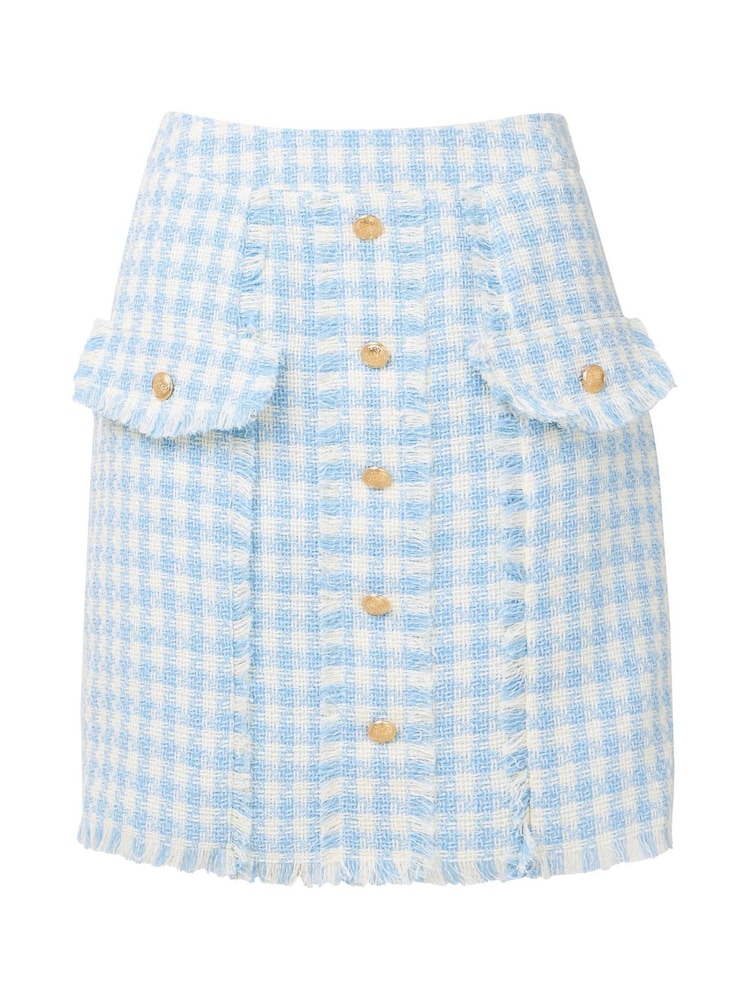 Joe Browns Blue Gingham Checked Button Detail Mini Skirt - Image 6 of 6