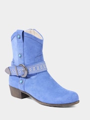 Joe Browns Blue Embroidered Strap Western Ankle Boots - Image 2 of 4