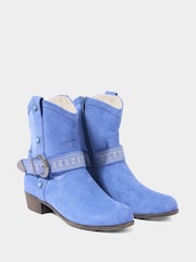 Joe Browns Blue Embroidered Strap Western Ankle Boots - Image 3 of 4