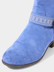 Joe Browns Blue Embroidered Strap Western Ankle Boots - Image 4 of 4