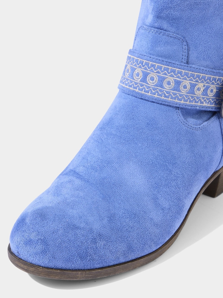 Joe Browns Blue Embroidered Strap Western Ankle Boots - Image 4 of 4
