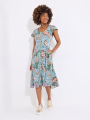 Joe Browns Blue Rose V-Neck Knee Dress - Image 3 of 7