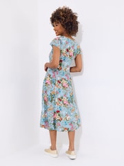 Joe Browns Blue Rose V-Neck Knee Dress - Image 4 of 7