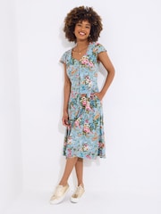 Joe Browns Blue Rose V-Neck Knee Dress - Image 5 of 7