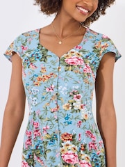 Joe Browns Blue Rose V-Neck Knee Dress - Image 6 of 7