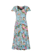 Joe Browns Blue Rose V-Neck Knee Dress - Image 7 of 7