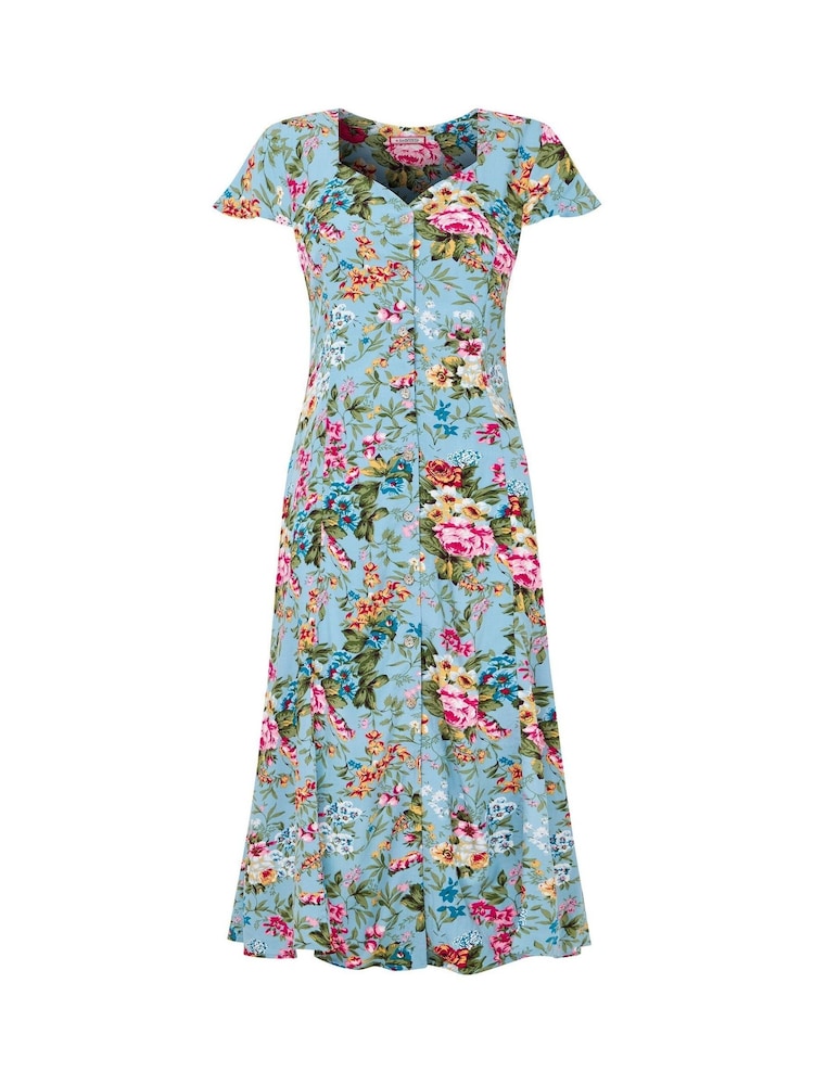 Joe Browns Blue Rose V-Neck Knee Dress - Image 7 of 7