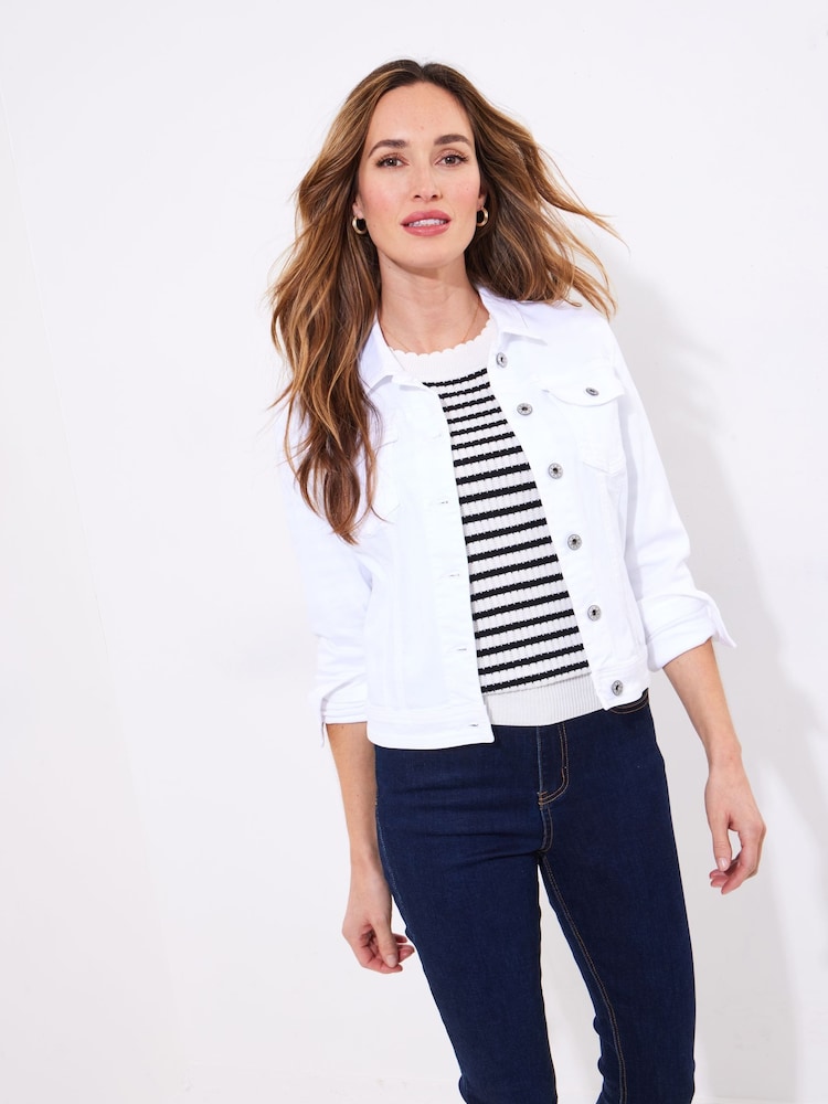 Joe Browns White Boutique Embellished Wing Denim Jacket - Image 2 of 8