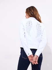 Joe Browns White Boutique Embellished Wing Denim Jacket - Image 4 of 8