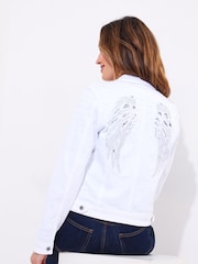 Joe Browns White Boutique Embellished Wing Denim Jacket - Image 5 of 8