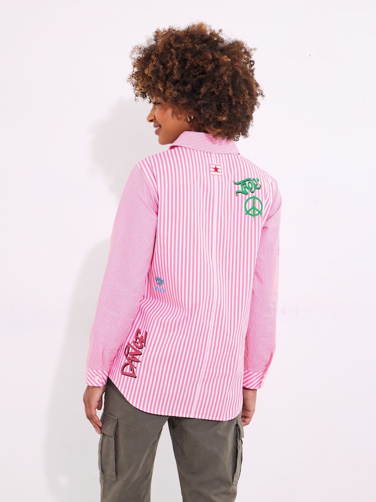 Joe Browns Pink Lightweight Graffiti Stripe 100% Cotton Shirt - Image 4 of 8