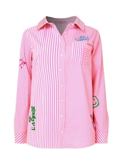 Joe Browns Pink Lightweight Graffiti Stripe 100% Cotton Shirt - Image 8 of 8