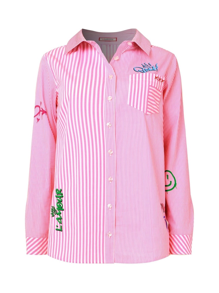 Joe Browns Pink Lightweight Graffiti Stripe 100% Cotton Shirt - Image 8 of 8