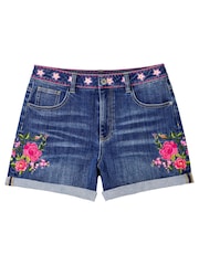 Joe Browns Blue Floral Print Embroidered Shorts - Image 5 of 5