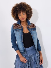 Joe Browns Limited Edition Customised Beaded Back Denim Jacket - Image 4 of 8
