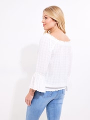 Joe Browns White Shirred Hem Broderie Top - Image 4 of 5