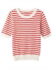 Joe Browns Red Striped Knitted 100% Cotton Top - Image 5 of 5