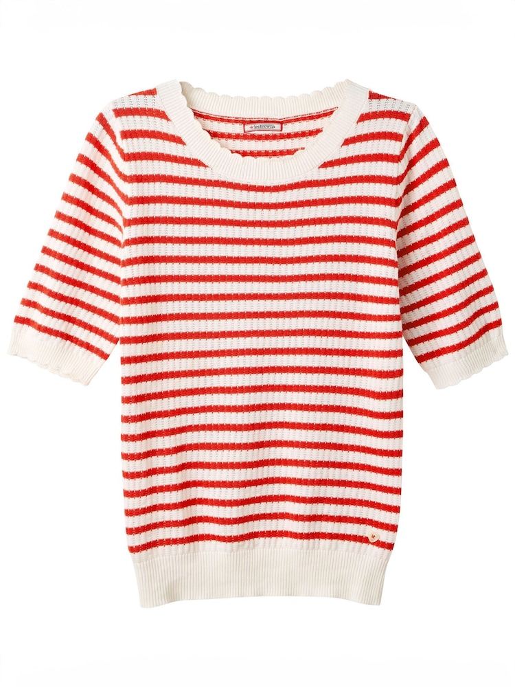 Joe Browns Red Striped Knitted 100% Cotton Top - Image 5 of 5