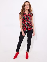 Joe Browns Red Cherry Vintage Belted Top - Image 2 of 5